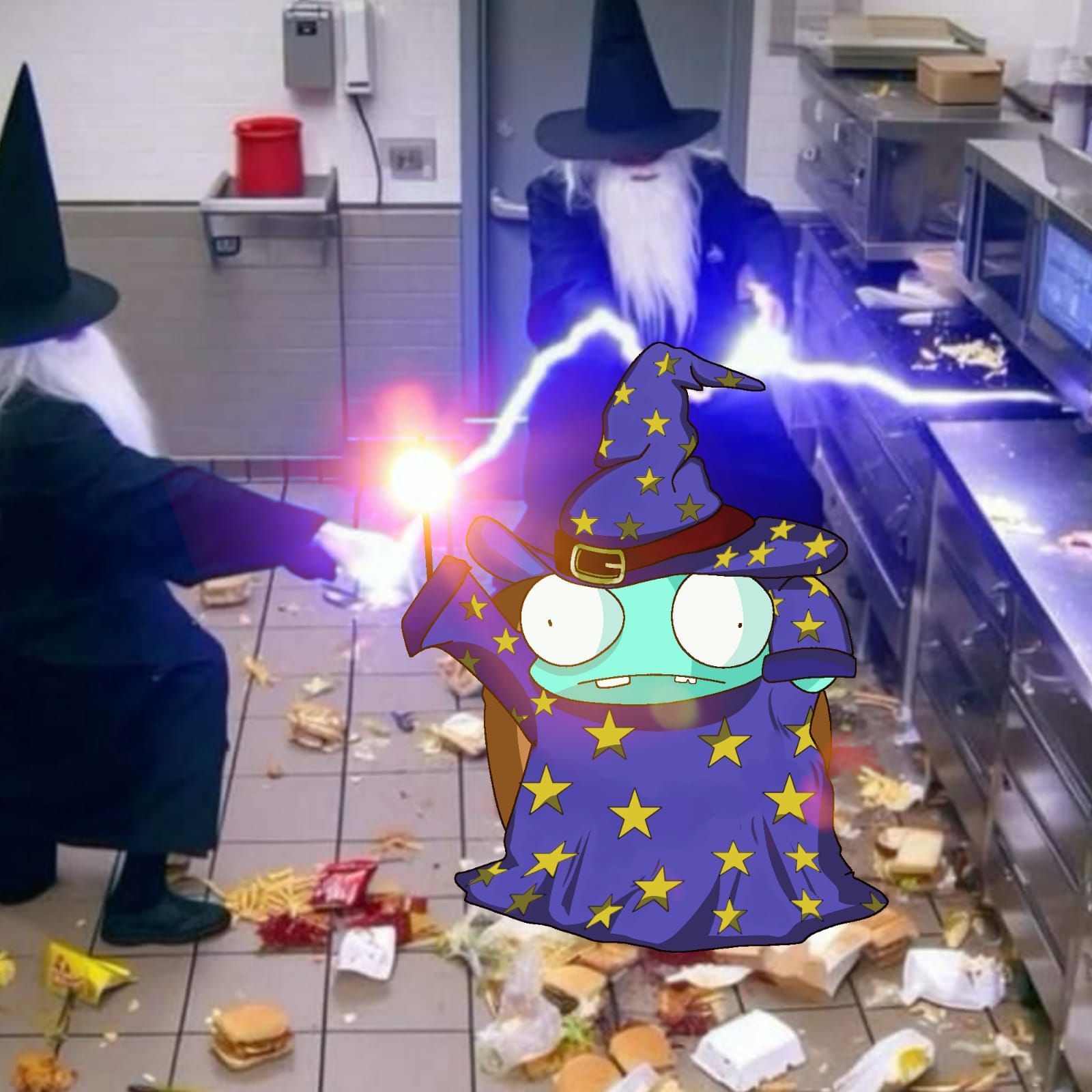 Turtle wizard in kitchen